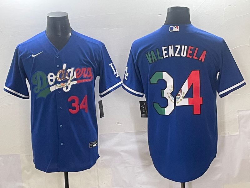 Men 2025 Los Angeles Dodgers 34 Valenzuela Blue Nike MLB Jersey style 7152